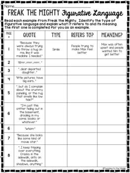 Freak The Mighty Figurative Language Answer Key