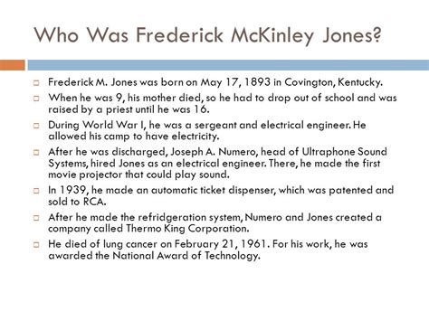 frederick jones inventions lists