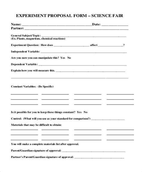 Free 11 Sample Science Fair Proposal Forms In Science Fair Proposal Sheet - Science Fair Proposal Sheet