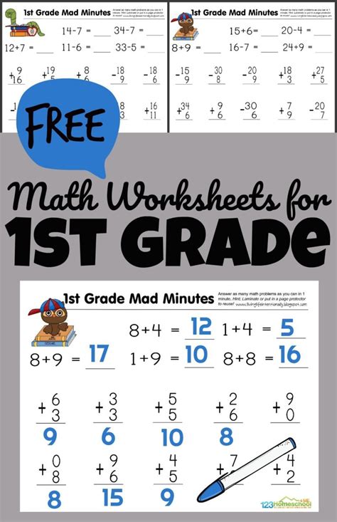 Free 1st Grade Printable Math Worksheets Amp First Mad Math Minute Worksheets - Mad Math Minute Worksheets