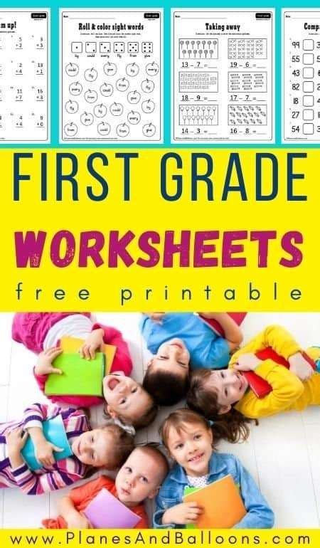 Free 1st Grade Worksheets Pdf Planes Amp Balloons Grade First - Grade First