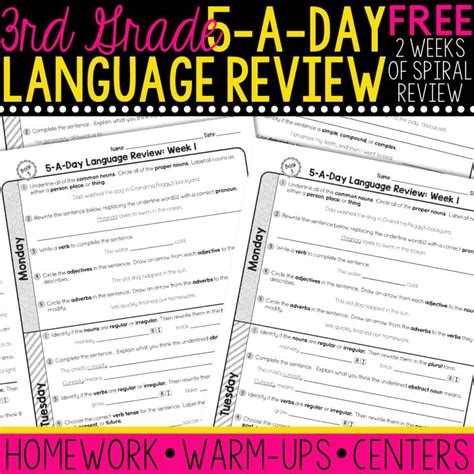 Free 3rd Grade Daily Language Spiral Review Teacher 3rd Grade Dlr - 3rd Grade Dlr
