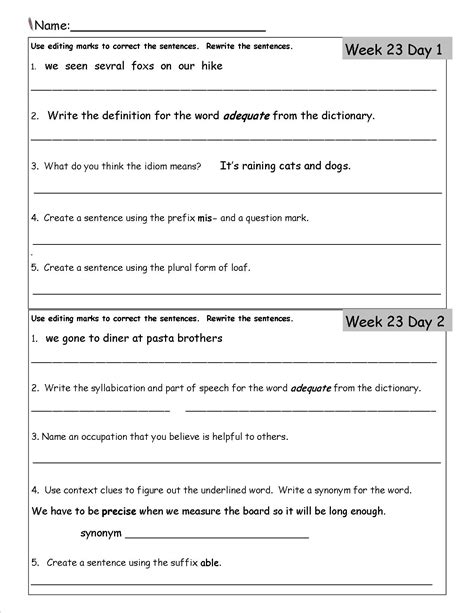 Free 3rd Grade Daily Language Worksheets The Teacheru0027s 4th Grade Daily Oral Language - 4th Grade Daily Oral Language