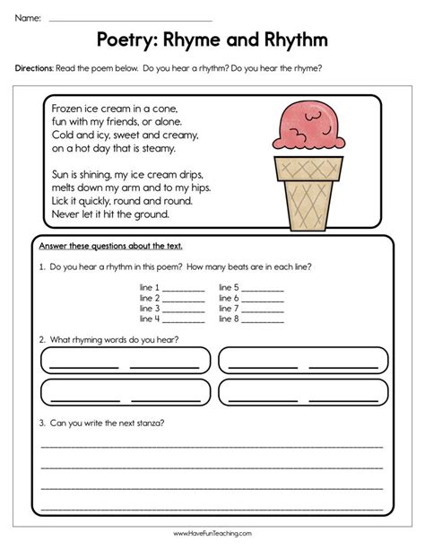 Free 5th Grade Poetry Worksheets Tpt Poetry Worksheets For 5th Grade - Poetry Worksheets For 5th Grade