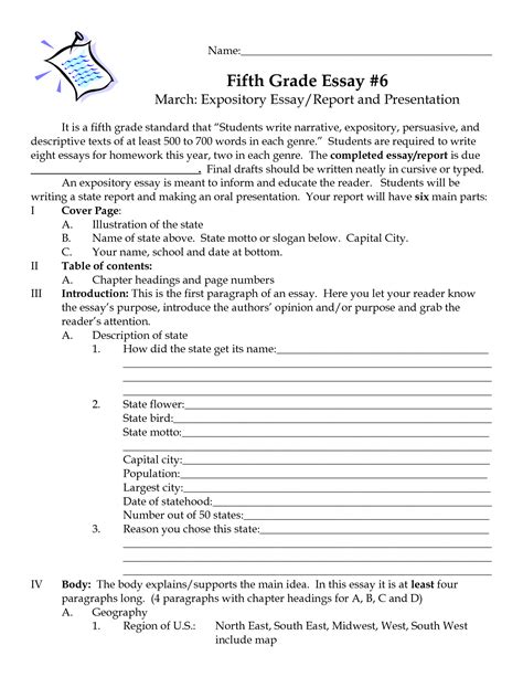 Free 5th Grade Writing Essays Outlines Tpt 5th Grade Essay Outline - 5th Grade Essay Outline