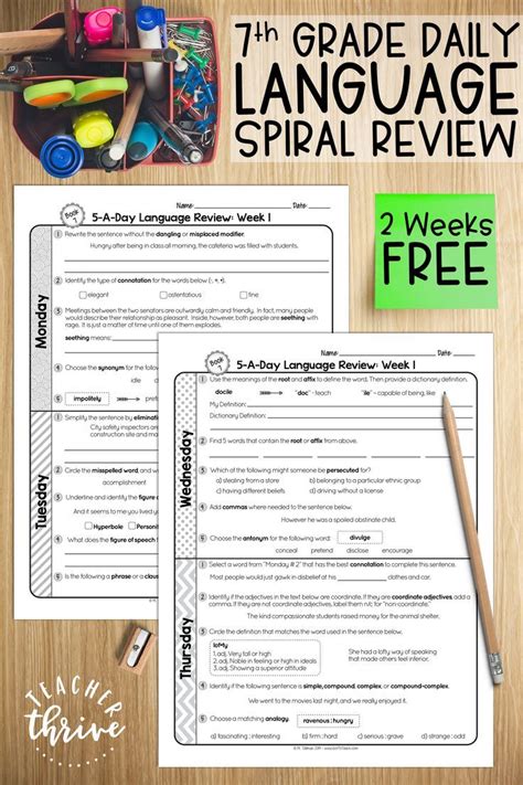 Free 7th Grade Daily Language Spiral Review Teacher 3rd Grade Dlr - 3rd Grade Dlr