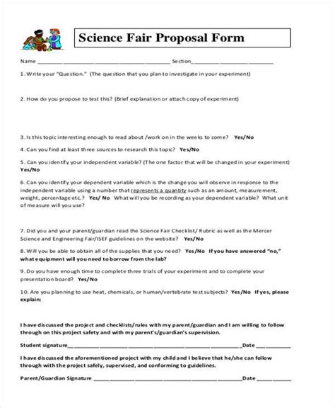 Free 8 Science Fair Proposal Forms In Pdf Science Fair Proposal Sheet - Science Fair Proposal Sheet