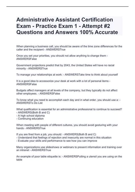 Free Administrative Assistant Practice Test Pdf