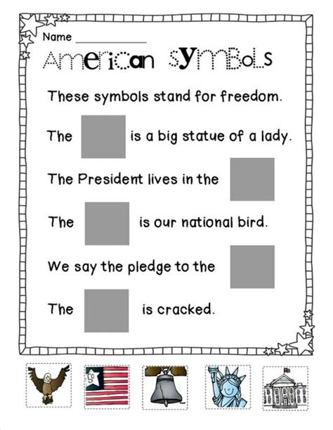 Free American Symbols Kindergarten Activity Sheets American Symbols For Kids Worksheet - American Symbols For Kids Worksheet