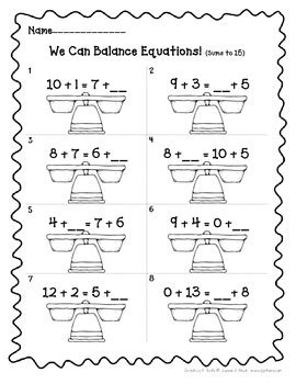 Free Balance Equations Worksheet 1st Grade Balanced Equation Worksheet - Balanced Equation Worksheet