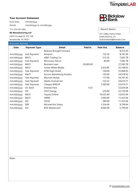 Free Bank Statement Generator