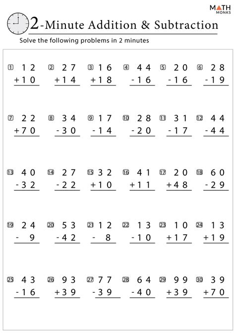 Free Basic Addition And Subtraction Worksheets Practice Addition And Subtraction Worksheets - Practice Addition And Subtraction Worksheets