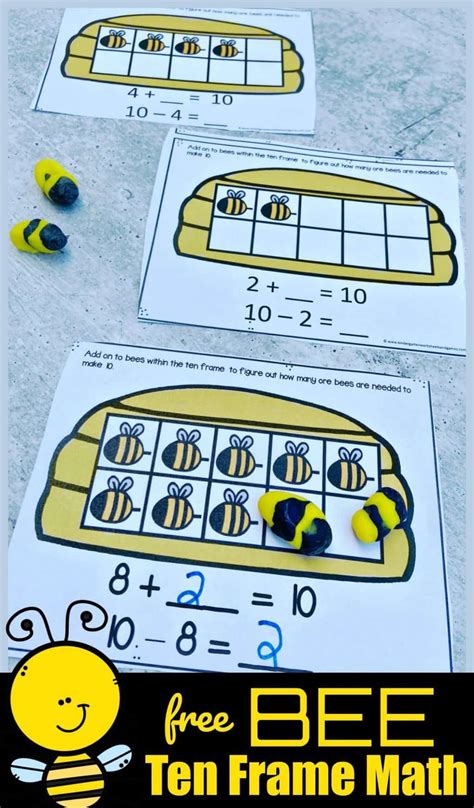 Free Bee Ten Frame Math Kindergarten Worksheets And Kindergarten Ten Frame Worksheets - Kindergarten Ten Frame Worksheets