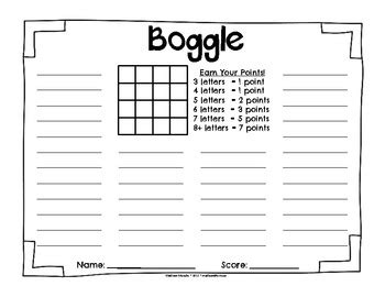 Free Boggle Worksheet With Scoring By Madison Tpt Boggle Worksheet 1st Grade - Boggle Worksheet 1st Grade