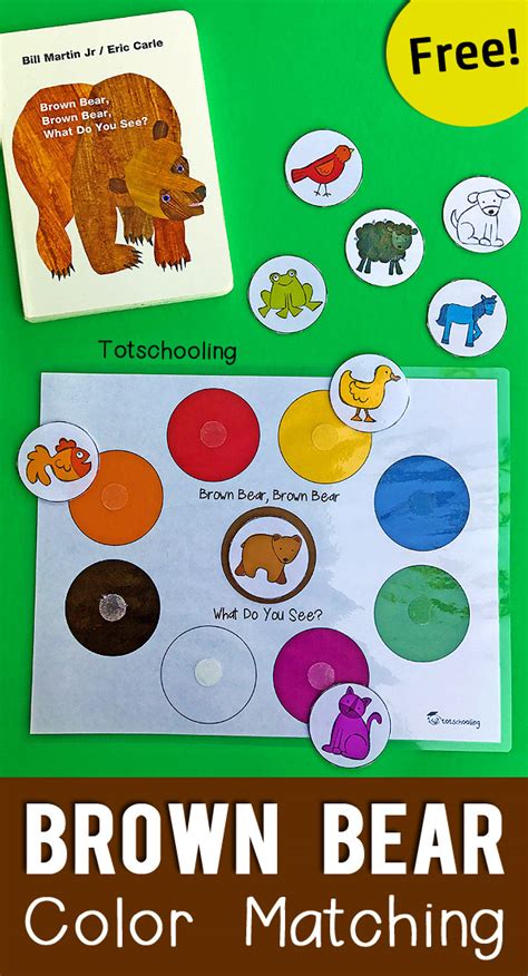 Free Brown Bear Color Matching Printable For Toddlers Brown Bear Coloring Sheet - Brown Bear Coloring Sheet