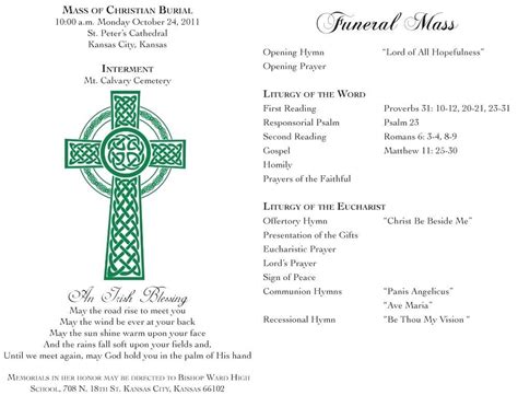 Free Catholic Funeral Program Template Word
