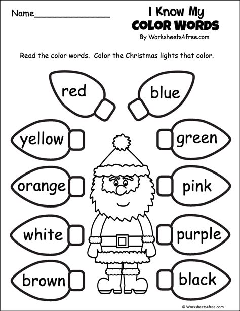 Free Christmas Color Words Worksheet For Kindergarten Winter Color Word Worksheet Kindergarten - Winter Color Word Worksheet Kindergarten