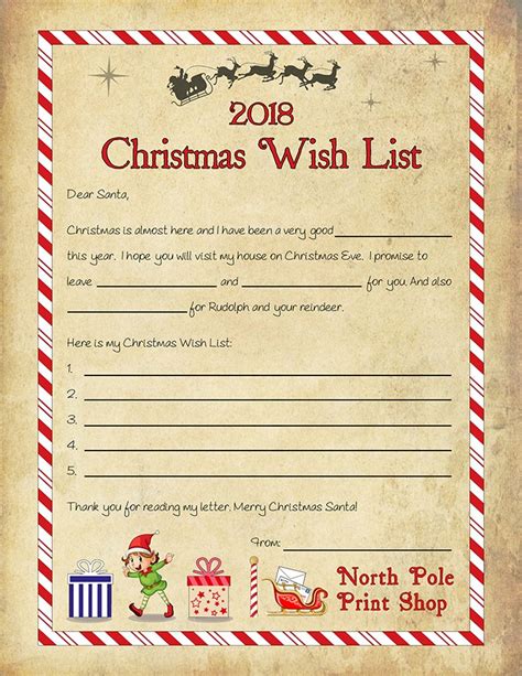 Free Christmas Wish List And Letter To Santa Santa Wish List Letter - Santa Wish List Letter