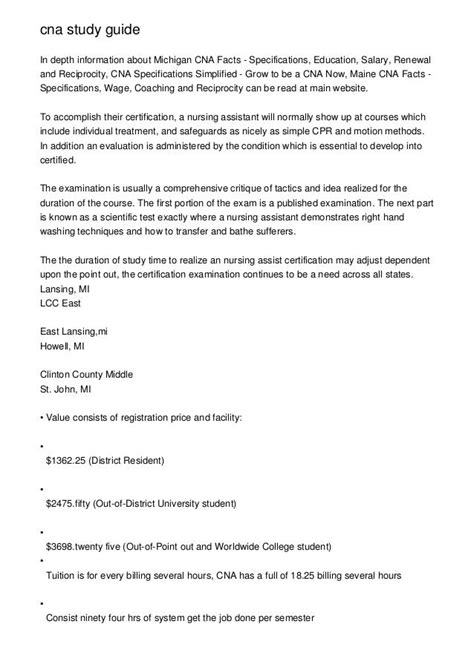 Free Cna Printable Study Guide