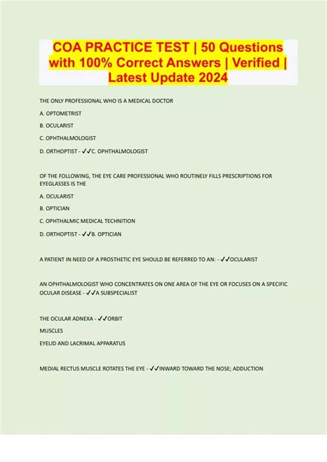 Free Coa Practice Test