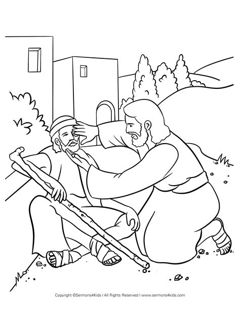 free coloring pages printable Jesus heals the blind man jesus heals