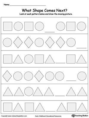 Free Complete The Shape Pattern Myteachingstation Com Complete The Pattern Shapes - Complete The Pattern Shapes