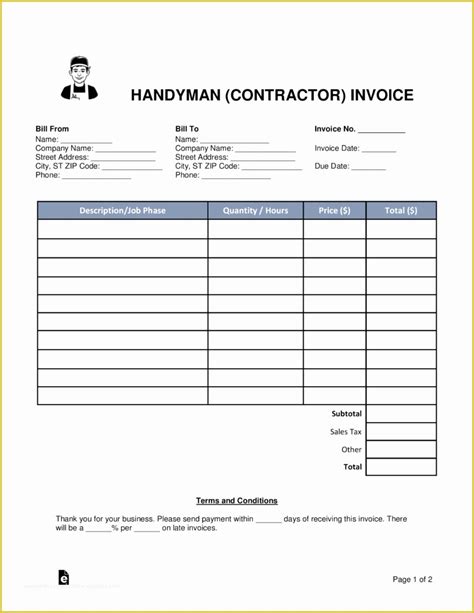free construction time and material forms Screen Shot of Time and Materials Invoice Small