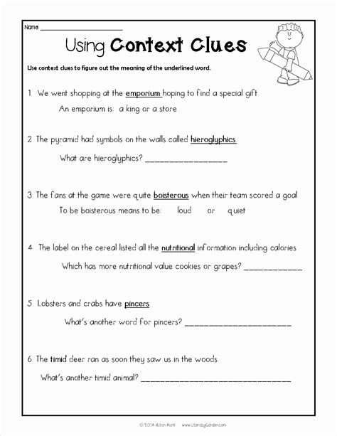 Free Context Clue Worksheets For 2nd Grade Context Clues Third Grade Worksheet - Context Clues Third Grade Worksheet