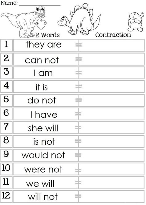 Free Contraction Worksheets Games4esl First Grade Contraction Worksheet - First Grade Contraction Worksheet