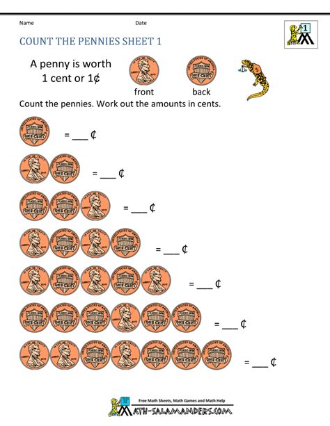 Free Counting Pennies Worksheets For Kindergarten 8211 Kindergarten Penny - Kindergarten Penny