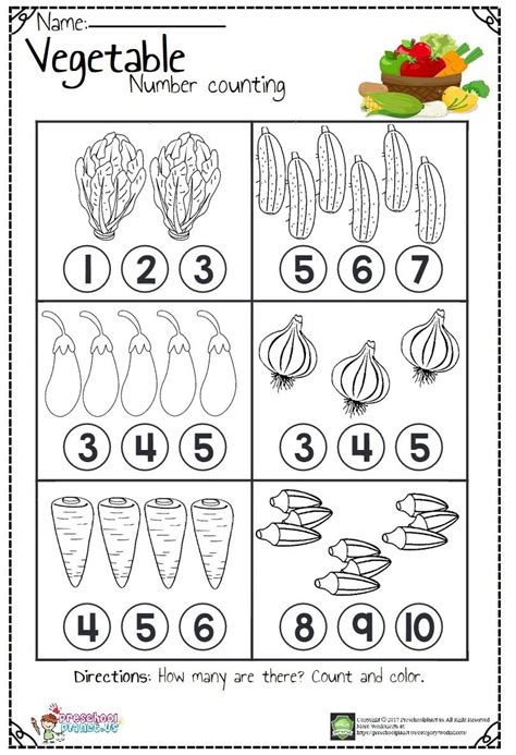 Free Counting Vegetables Worksheet For Preschool Vegetables Worksheets For Preschoolers - Vegetables Worksheets For Preschoolers