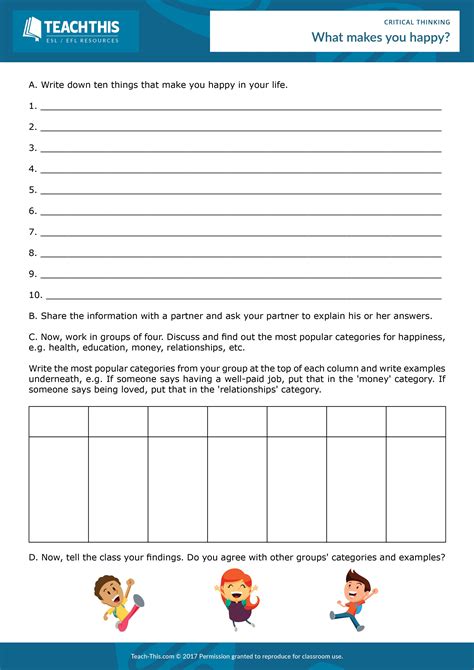 Free Critical Thinking Worksheets Critical Thinking Worksheet - Critical Thinking Worksheet