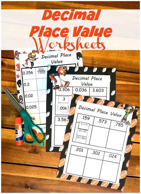 Free Cut And Paste Decimal Place Value Worksheets Football Math Place Value - Football Math Place Value