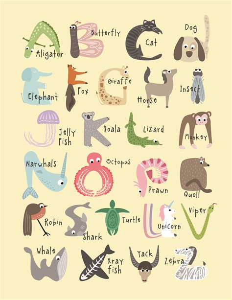 Free Cute And Educational Animal Alphabet Printables Alphabet Prints For Nursery - Alphabet Prints For Nursery