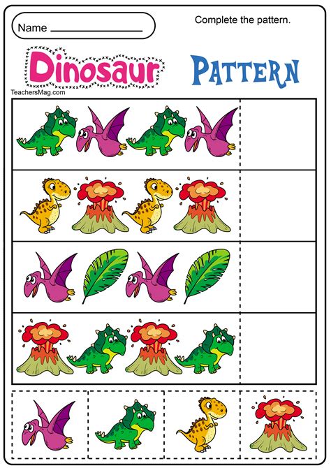 Free Dinosaurs Patterns Worksheets For Kindergarten Kindergarten Dinosaur Worksheets - Kindergarten Dinosaur Worksheets