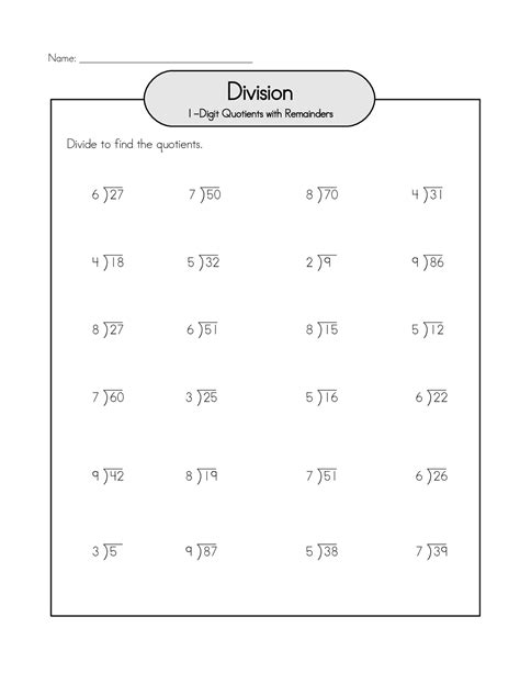 Free Division Worksheet 2 Digit By 1 Digit 1 Digit Division Worksheets - 1-digit Division Worksheets
