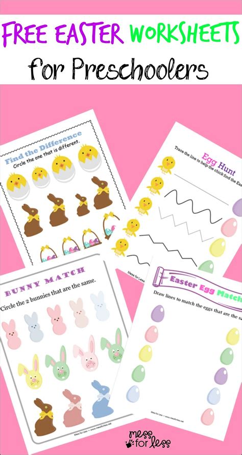 Free Easter Preschool Worksheets Mess For Less Worksheet Addition Easter  Preschool - Worksheet Addition Easter, Preschool