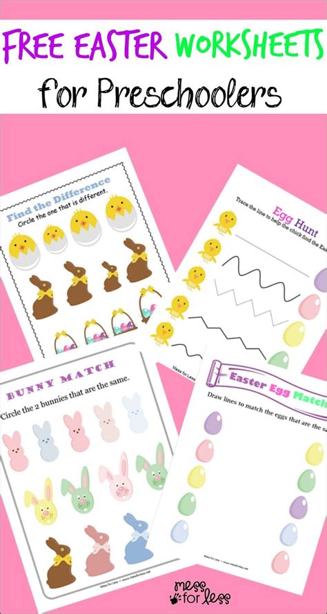 Free Easter Worksheets For Kindergarten Mess For Less Kindergarten Easter Worksheets - Kindergarten Easter Worksheets