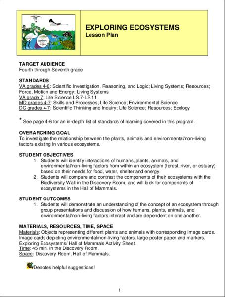 Free Ecology Lesson Plans Ecosystems Elemenschoolscience Elementary School Science Lesson Plan - Elementary School Science Lesson Plan