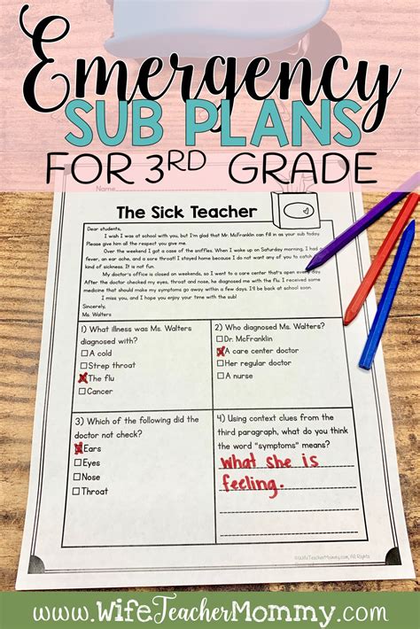 Free Emergency Sub Plans For 3rd 4th And Emergency Sub Plans 3rd Grade - Emergency Sub Plans 3rd Grade