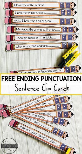 Free Ending Punctuation Activities Using Pencil Clip Punctuation For 1st Grade - Punctuation For 1st Grade