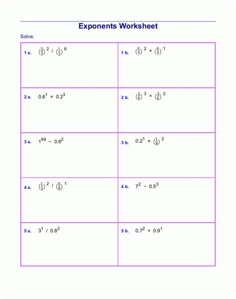 Free Exponents Worksheets Integer Exponent 8th Grade Worksheet - Integer Exponent 8th Grade Worksheet