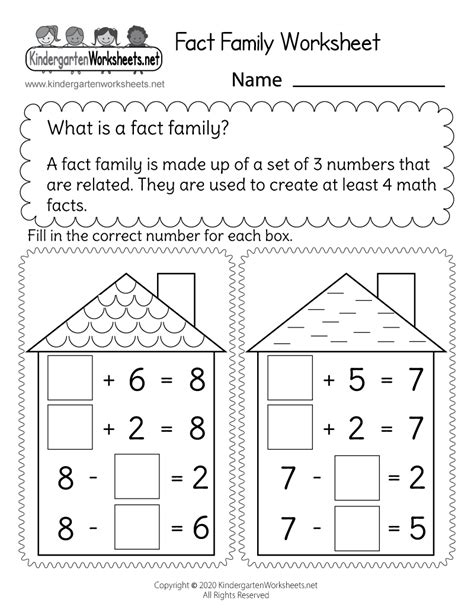 Free Fact Family Worksheets For Kindergarten And 1st Family Worksheet  Kindergarten - Family Worksheet, Kindergarten