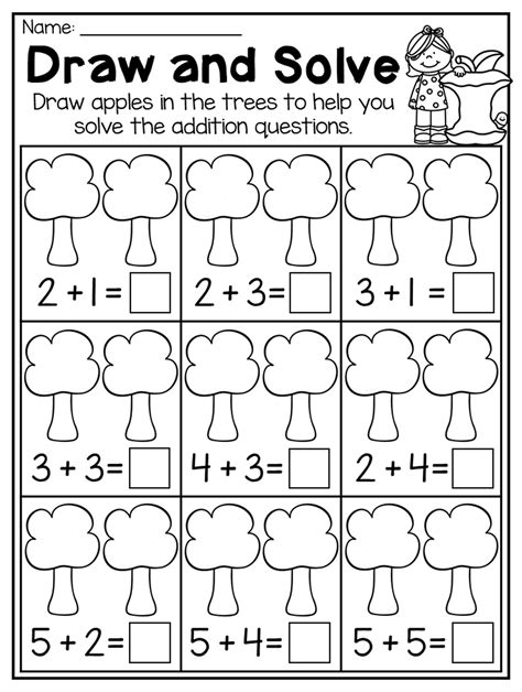 Free Fall Addition Worksheets For Kindergarten Using Stickers Fall Flower Kindergarten Adding Worksheet - Fall Flower Kindergarten Adding Worksheet