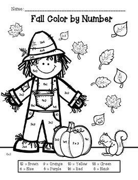 Free Fall Multiplication Color By Number Worksheets Because Color By Number Multiplication Facts - Color By Number Multiplication Facts