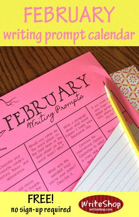 Free February Writing Prompt Calendar Writeshop Writing Prompts Calendar - Writing Prompts Calendar