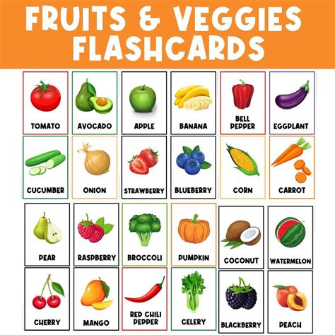 Free Fruit Amp Veggie Photo Cards Pre K Fruits And Vegetables Pictures Printables - Fruits And Vegetables Pictures Printables