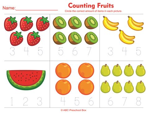 Free Fruit Preschool Math Worksheets Fruits Worksheet For Kindergarten - Fruits Worksheet For Kindergarten