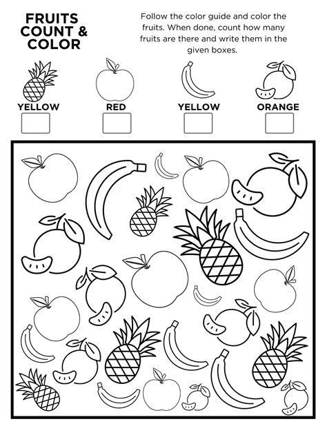 Free Fruits Activities Worksheets For Kindergarten Fruits Coloring Worksheet For Kindergarten - Fruits Coloring Worksheet For Kindergarten