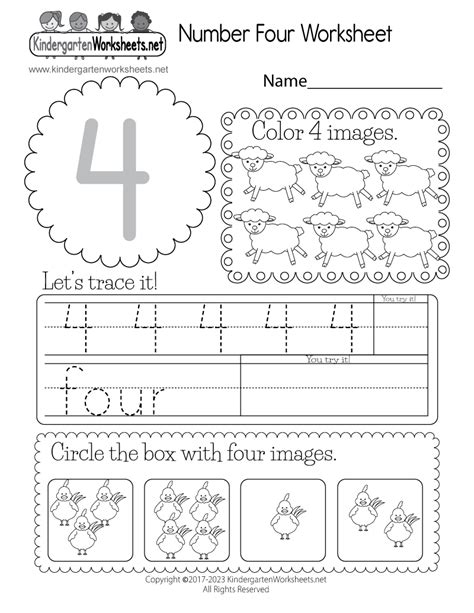 Free Fun Number 4 Worksheets For Kindergarten Learning Number 4 Worksheets For Kindergarten - Number 4 Worksheets For Kindergarten
